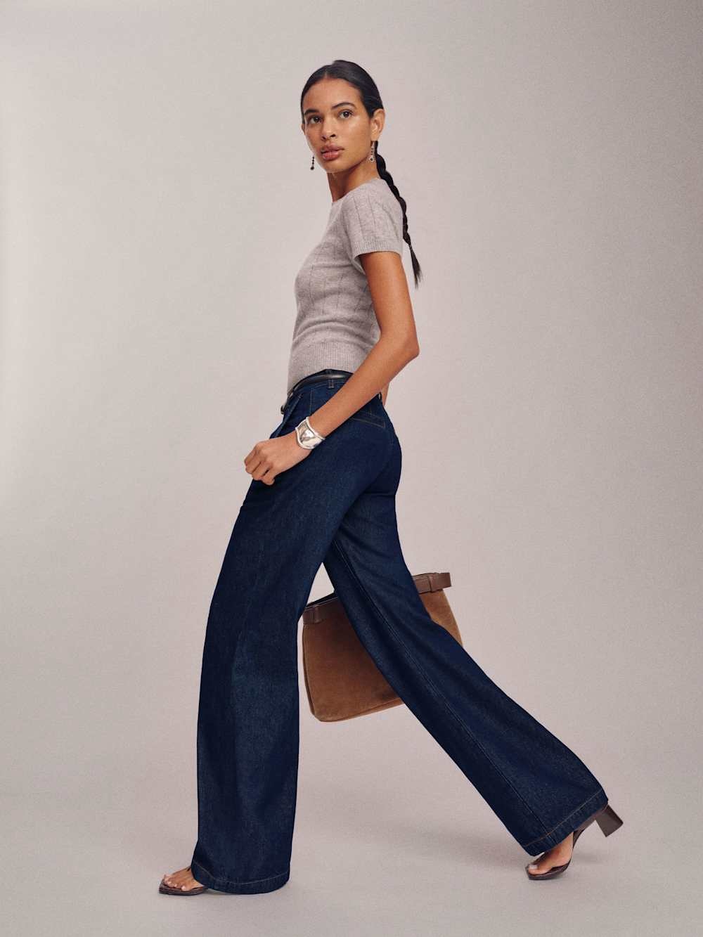 Reformation Dark Blue Wide Leg Jeans - Picture 4 of 7